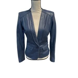 Women’s Michael Kors. Genuine Leather Blue Jacket Size Small